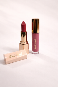 ILana with Rose Veil (mauve pink lipstick with rose pink gloss)