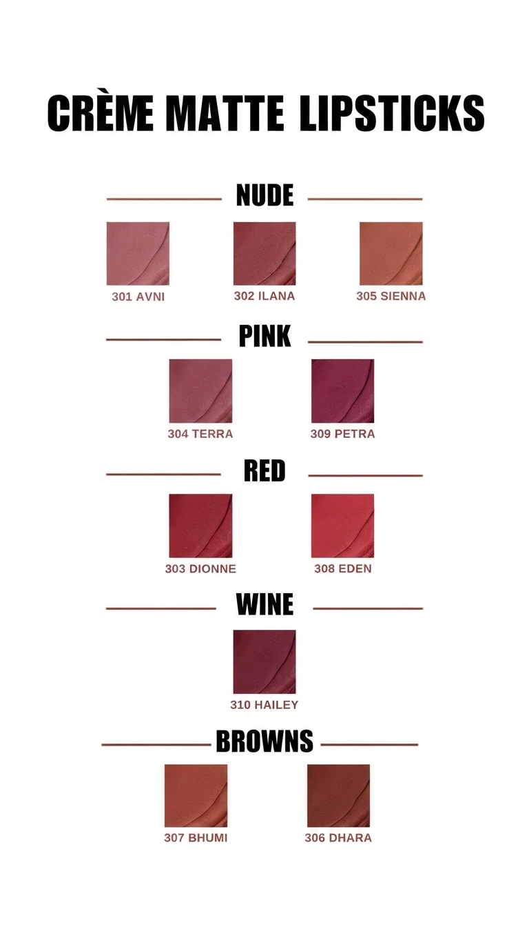 6-Pack Lipstick Bundle Combo Crème Matte Lipstick (Choose Any 6 at ₹1499)
