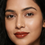 Dhara with Mirage (Terracotta brown lipstick with transparent golden gloss)