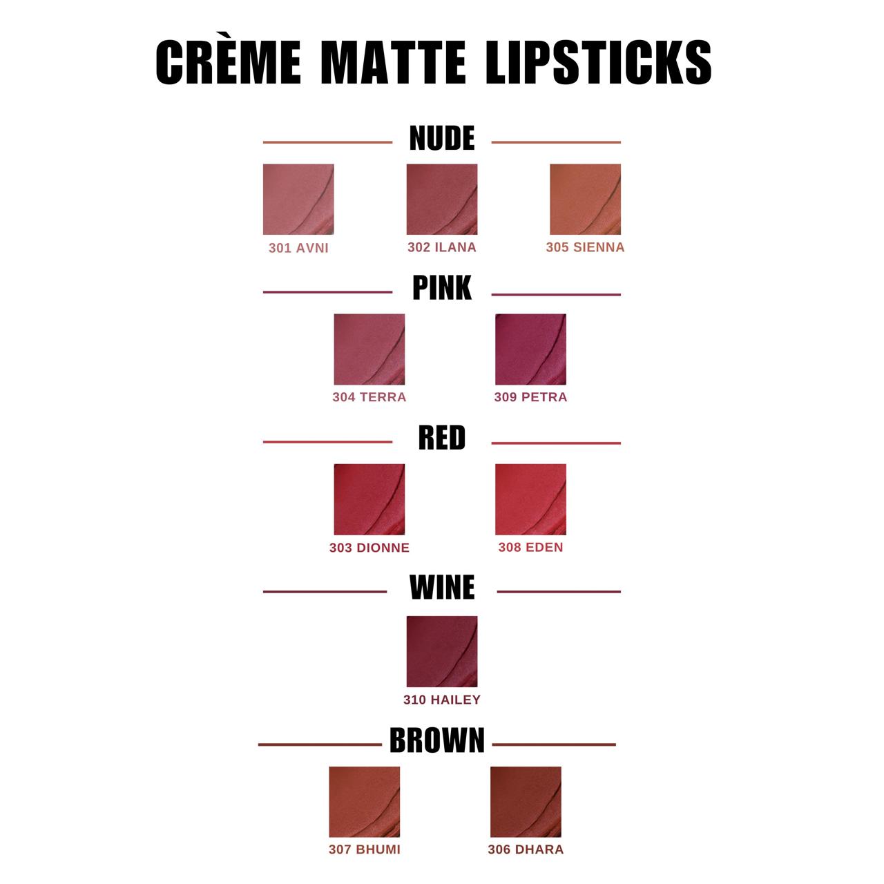 Combo Crème Matte Lipstick(Choose any 3 at Rs.799)